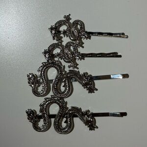 Silver Dragon Hair Clips